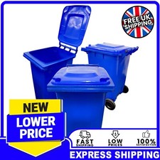 Standard Sized Large Blue 240L Wheelie Bin With Rubber Wheels, Lid & Handle