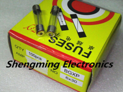 100pcs 6x30mm Glass Tube Fuse Fast Blow 0.1A~25A 1A 2A 3A 4A 5A 6A 7A 8A 10A 12A