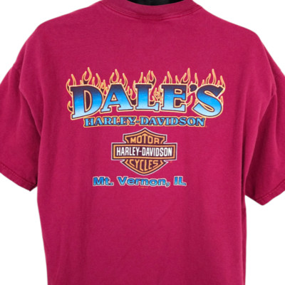 Harley Davidson T Shirt Mens Size XL Red Dales Mt Vernon Illinois Made In USA