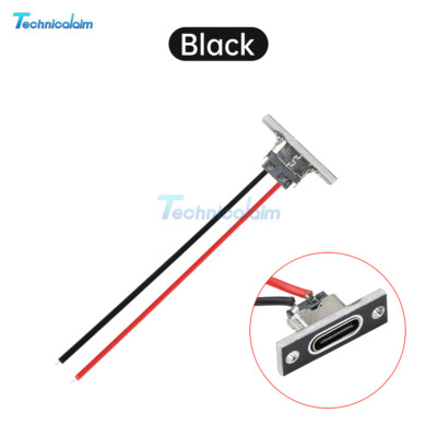 2 Pin Female USB Jack Charging Data Port Type-C Waterproof Charging Port w/Cable