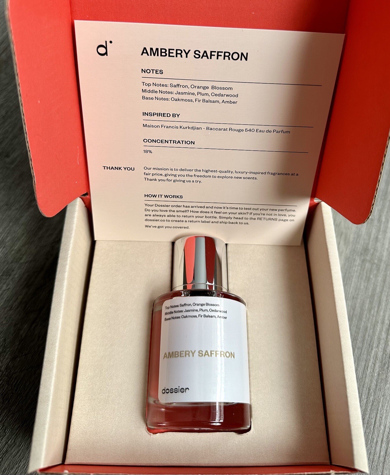 Dossier AMBERY SAFFRON 1.7 Oz Fragrance Inspired by MFK’s Baccarat