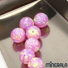 HALF DRILLED LIGHT PINK SYNTHETIC LAB CREATED OPAL ROUND BALL BEADS WP0020D
