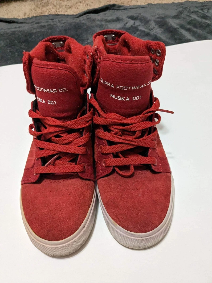 Sold at Auction: US Supra Sneakers, Muska 001 Red High Tops, Size