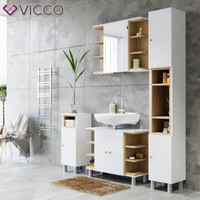 BadmöBel Set Bad Spiegel Waschtischunterschrank Badschrank Aquis Weiß Vicco