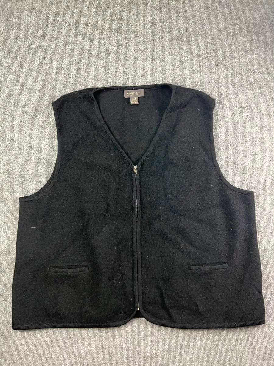Designs Co Lane Bryant 100 Wool Vest Women s Plus 26 28 Black V Neck