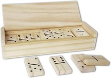 DOMINOSPIEL in Holzbox 28 Dominosteine 14,5x5x3cm Spielsteine Domino Spiel 13