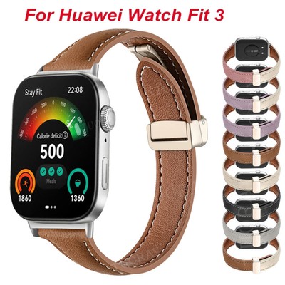 Magnet Leder Armband Strap Für Huawei Watch Fit 3 Smartwatch Uhrenarmband Ersatz