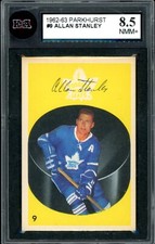 1962-63 PARKHURST Hockey #9 Allan Stanley HOF KSA 8.5 NM-MT+ Toronto Maple Leafs