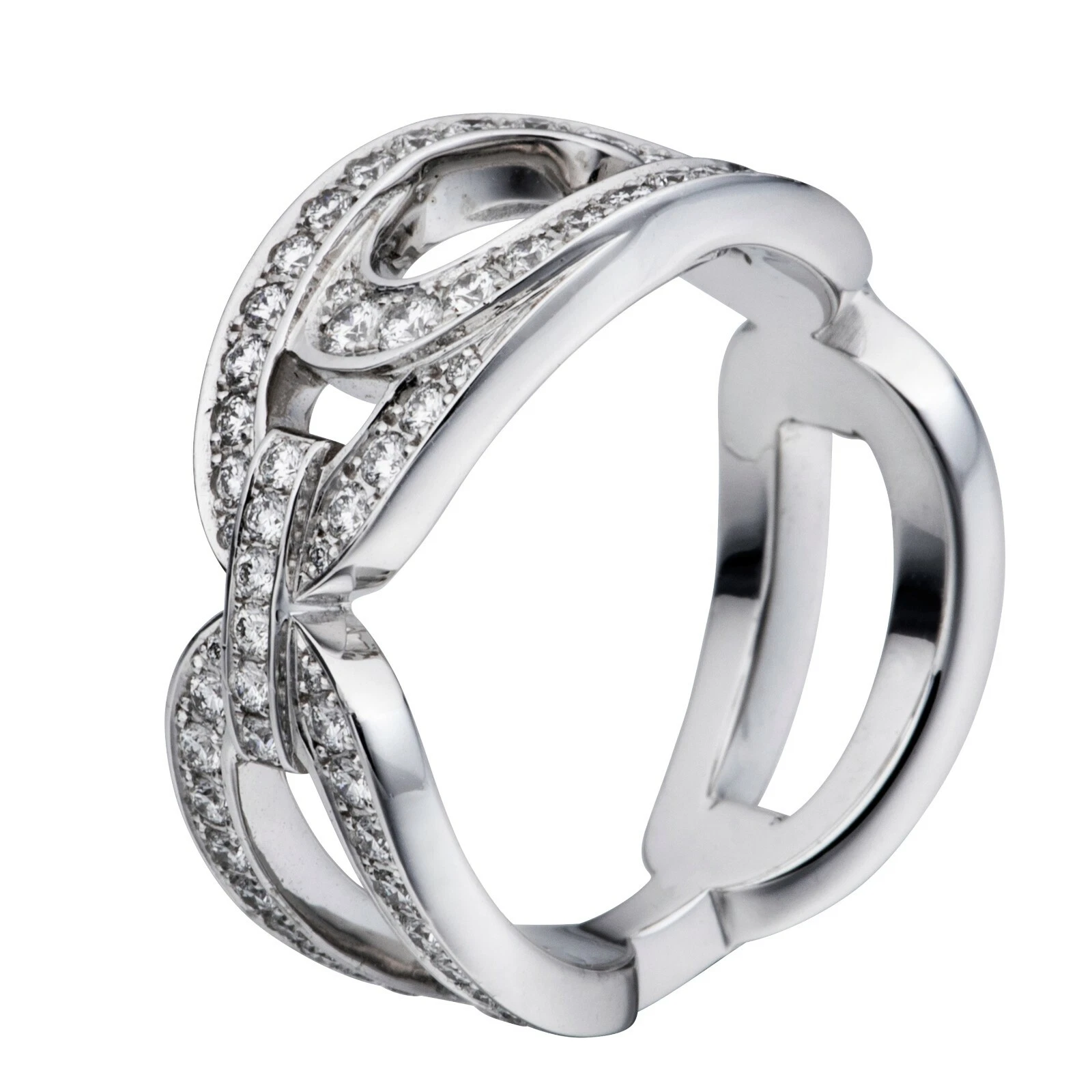 Chopard — Chopard Openwork 18K White Gold Pave Diamond Ring 82/7416-1006 Brand New