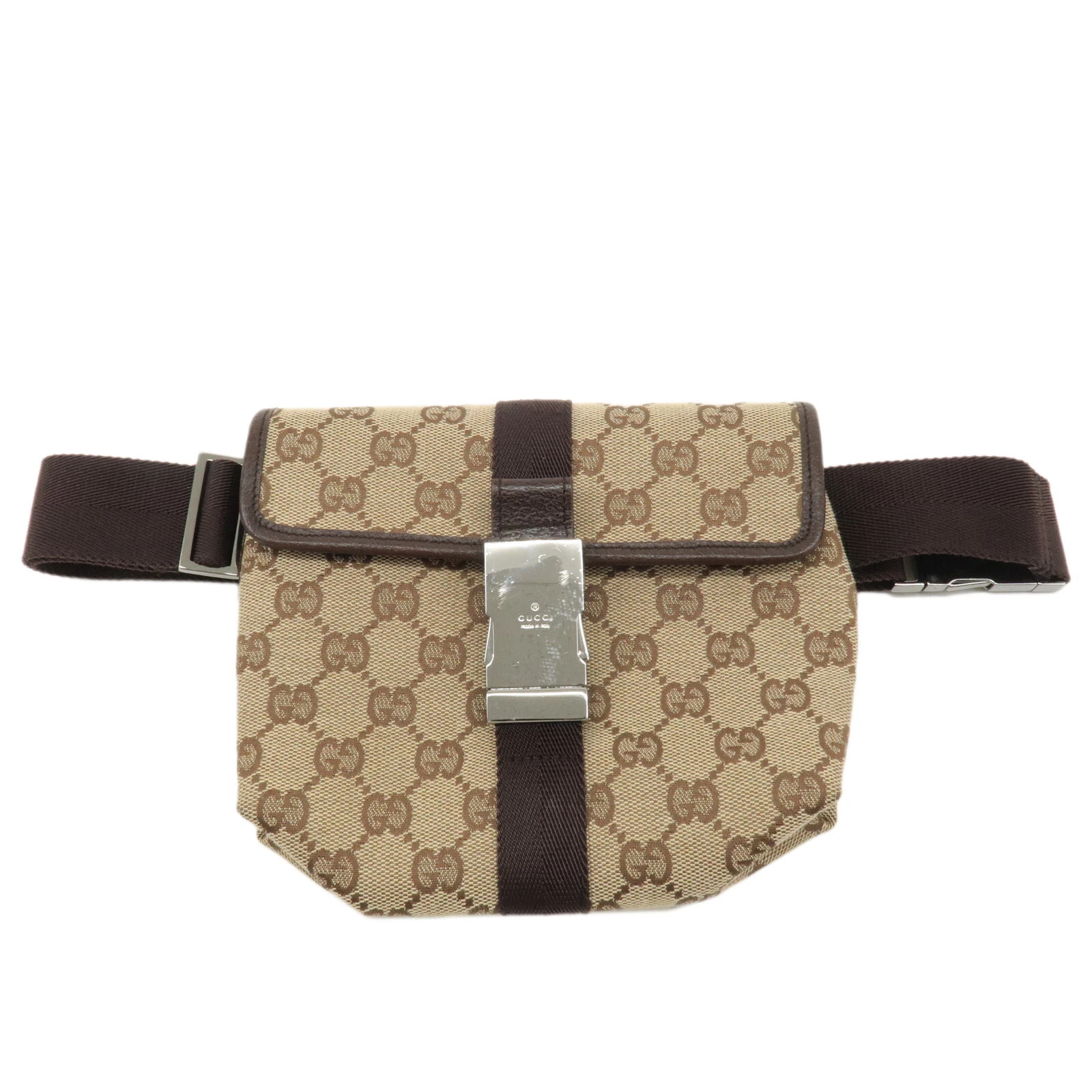 Auth GUCCI GG sac taille sac corps beige marron toile cuir 121336 occasion