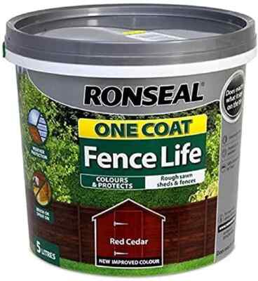 Ronseal 9L One Coat Life schnelltrocknend Gartenhaus Zaunfarbe rot Zeder