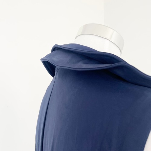 Joseph Ribkoff Ruffle Collar Front Zip Up Dress Knee Length Pleated Navy Size 8 - Picture 6 of 11