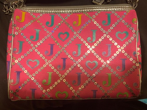 JUSTICE Pink “J” Initial Silver Sequin Zip Top Purse Crossbody ~ Teen Tween Girl - Picture 3 of 5