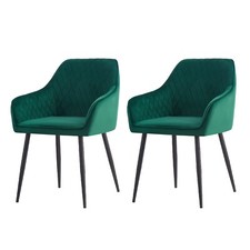 Image of 1/2 X Dining Chairs Velvet Set Padded Seat Metal Leg Kitchen Chair Home Office