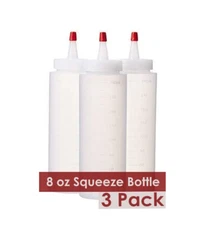 8 oz Clear Plastic Squeeze Bottles Condiment Dispenser Ketchup Mustard Sauce 3pc
