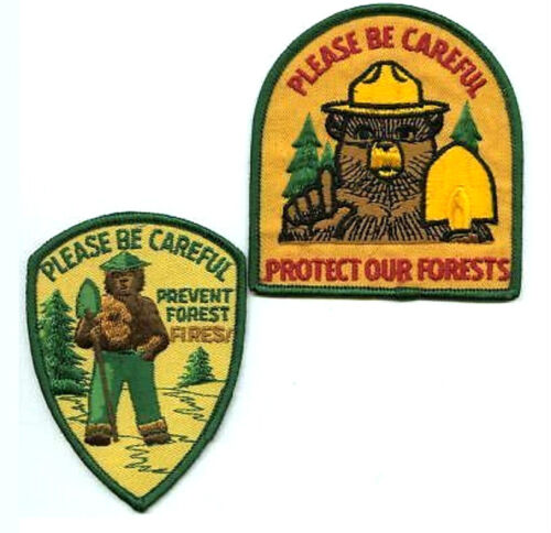 VINTAGE FOREST SERVICES SMOKY BEAR PREVENT FIRE 2-PATCH - Afbeelding 1 van 1