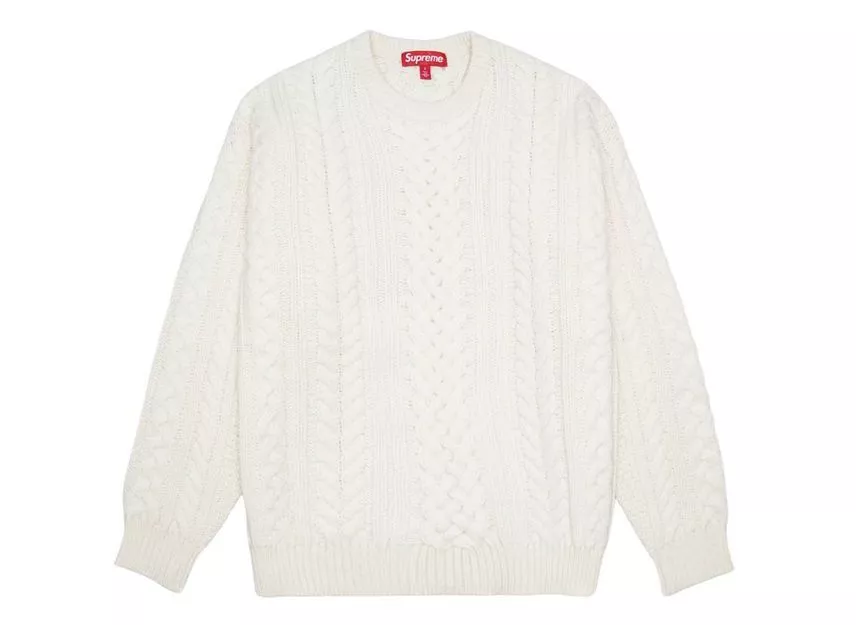 Pull tricoté par câble Supreme Applique ivoire