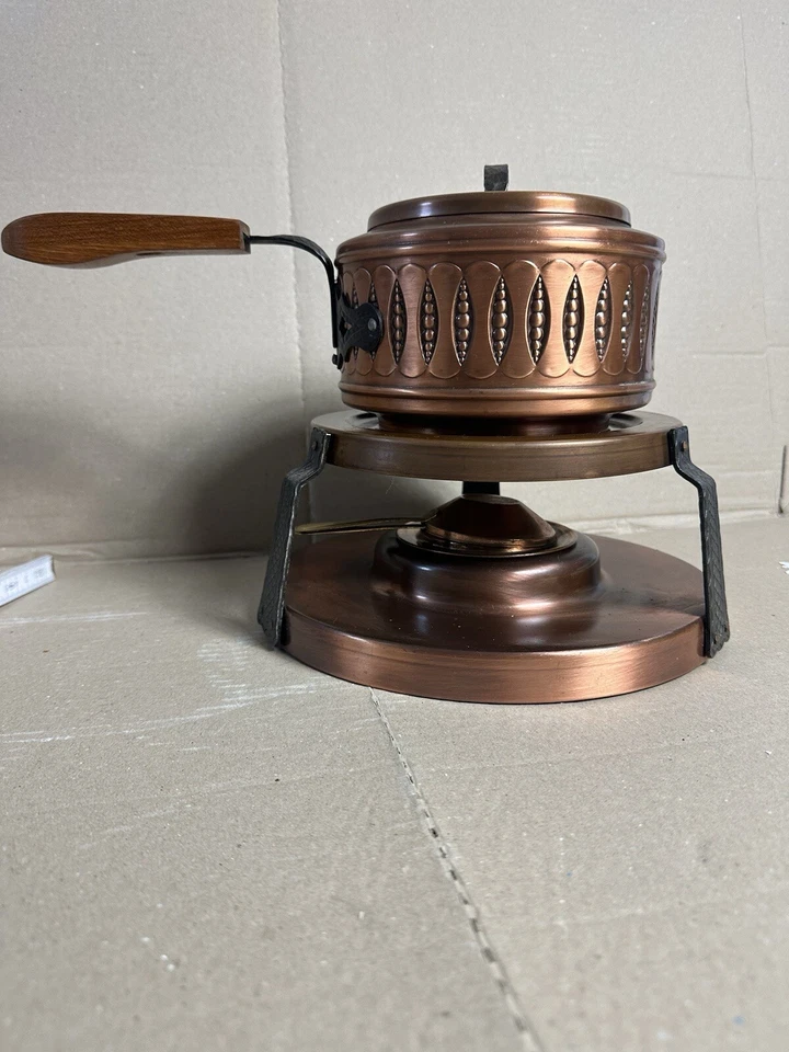 Feuerzangenbowle Set Kupfer 70er Jahre, Brenner Pfanne Topf Stövchen Camping - Bild 2 von 4