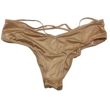 NWT VICTORIA'S SECRET Cheeky Pantie Sz M-L-XL Beige Silky Satin