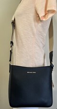 Michael Kors Jet Set Black Saffiano Leather Small NS Messenger CrossBody Bag