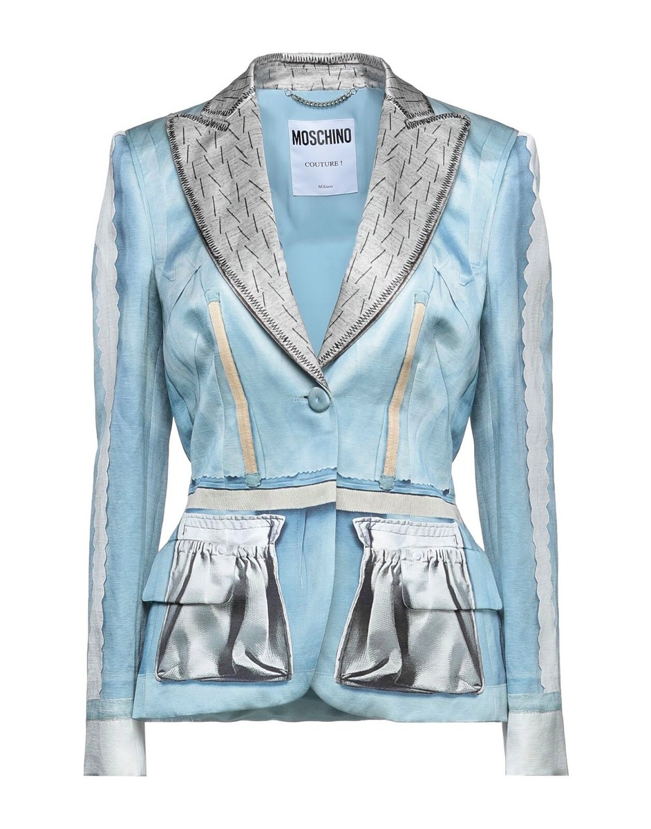 MOSCHINO COUTURE BLUE JACKET Trompe L'oeil Blazer USA 4 IT38