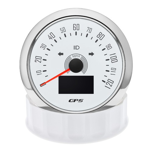 Velocímetro GPS blanco 85 mm 0-120 MPH con COG TRIP para motocicletas barco coche ATV - Imagen 4 de 16