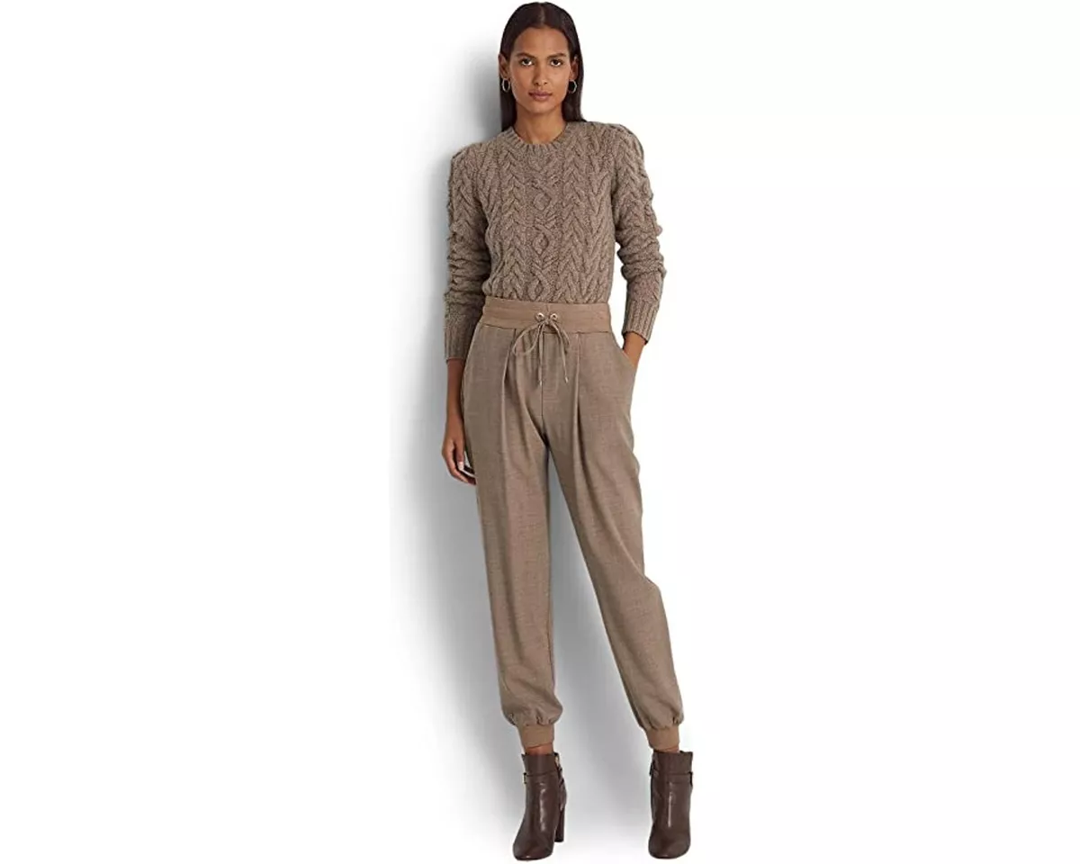 Lauren Ralph Lauren Women s Wool Crepe Jogger Pants Light Truffle