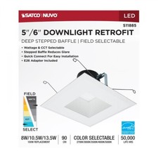 Satco S11885 Field Selectable 5-6" LED Downlight Square Retrofit 1, 2 or 8 PK