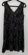 Women's LOFT Black Lace Dress Size 10 Sleeveless Zip Closure