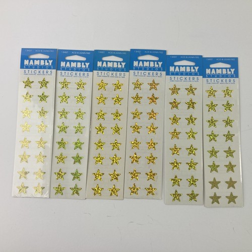 Hambly Studios Prismatic Mini Gold Star Stickers Glitter Golden Lot 6