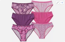 Calvin Klein Girls Graphic Bikini Panty 6 pack (Assorted Print/Solid,Medium)NWOT