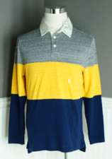 EXPRESS Quality Fit Mens M Polo Short Sleeve Shirt Grey Yellow Blue Stretch NWT