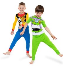 Disney Toy Story Buzz Lightyear Woody Costume 4 PC Tight Fit Pajama Set Boy 6