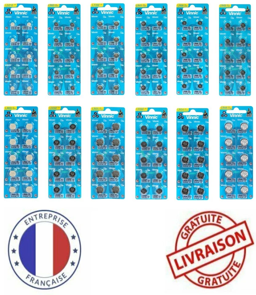 Pile AG0 AG1 AG2 AG3 AG4 AG5 AG6 AG7 AG8 AG9 AG10 AG13 piles bouton Vinnic