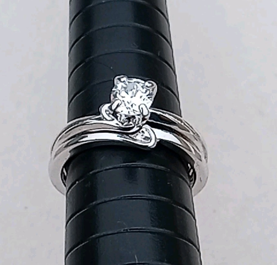 Wedding Ring Set Solitaire With Ring Jacket Unmar… - image 7