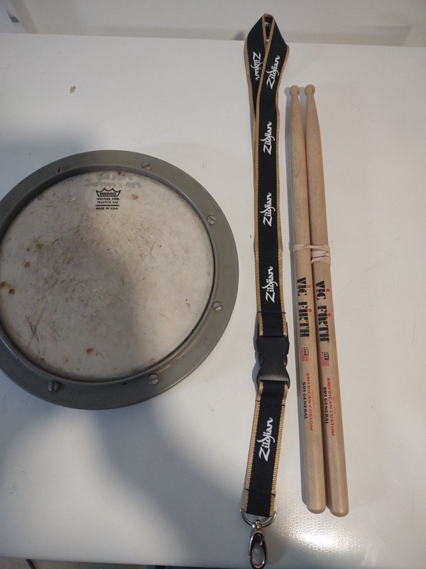Drummers Lot Vic Firth Sticks, Practice Pad, Zildjian Key Lanyard