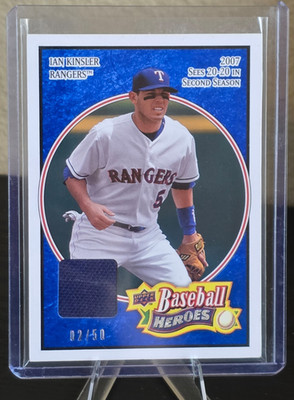 2008 Upper Deck Baseball Heroes Ian Kinsler #175 Blue Game Used Jersey PATCH /50