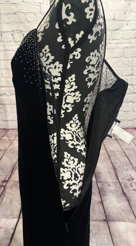 VTG 90’s Dave & Johnny Black Velvet Beaded Meshed Spaghetti Straps Dress 5/6 - Picture 16 of 23