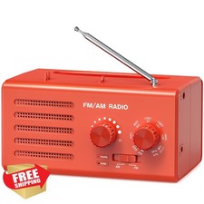 AM FM Radio Portable Transistor Loud Speaker Battery/Plug-in Home
