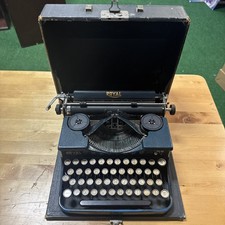 1928 Vintage Blue Royal Portable Typewriter Model P + Antique Case ~ DUTCH Keys thumbnail