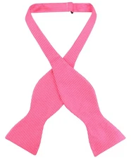 Antonio Ricci SELF TIE Bow Tie Solid HOT PINK FUCHSIA Color Ribbed Mens BowTie