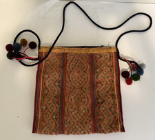 Peruvian Handmade Crossbody Hobo Bag Embroidered Alpaca Peru Button Closure