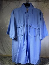 VTG Penn Reels Shirt Mens L Blue Fishing Gear Short Sleeve Vented