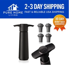 Airtight Wine Preserver Pump with 4 Vacuum Stoppers - Keeps Wine Fresh Longer