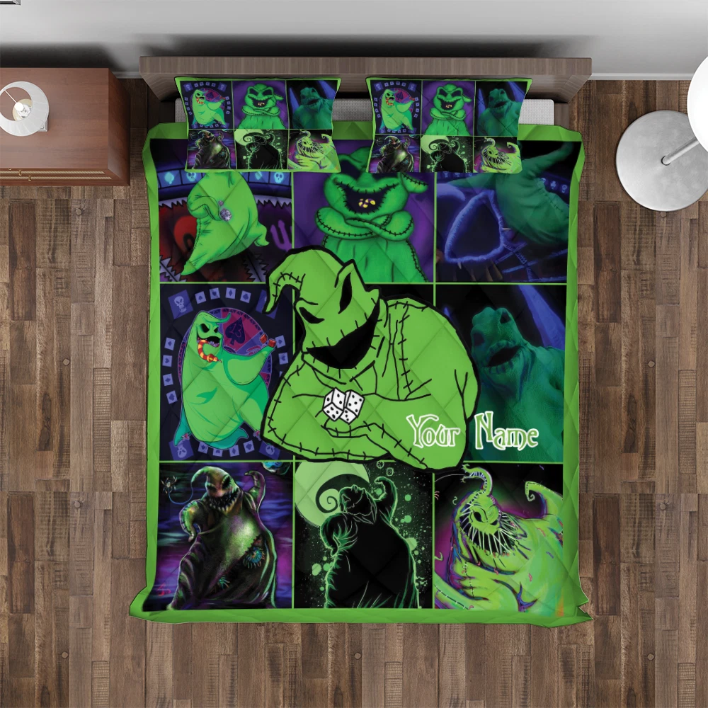 Personalized Oogie Boogie Nightmare Before Xmas Green Monster Quilt Bed Set