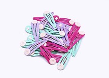 30 Iron Hair Snaps Clips Assorted Mixed Colors 2"  11mm Glue Pad DIY