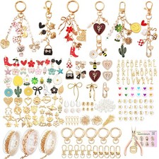 545PCS Keychain Making Kit DIY Jewelry Supplies with Charms Pearls Chains