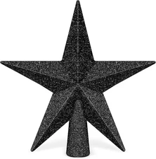 1PCS Christmas Star Tree Topper, 4" Black Christmas Tree Topper Decorations, 3D 