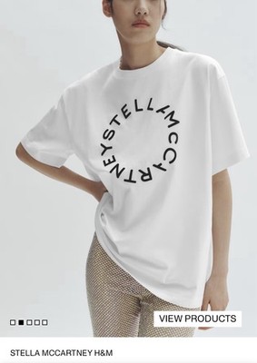 Stella McCartney x H&M White Logo Oversized Crewneck Tee Women s M NWT