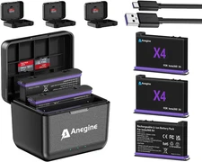 Insta 360 X4 Replacement Battery 2500mAh and Fast 3-Channel USB Charger for Inst